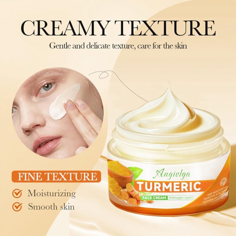 Turmeric Face Cream,Anti Aging Cream For Radiant&Glowing Skin,Dark Spot Corrector Remover For Face,Natural Turmeric Cream Skin Care,Moisturizing Erase Fine Lines,Firming - Image 2