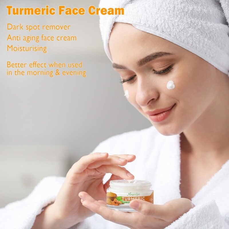 Turmeric Face Cream,Anti Aging Cream For Radiant&Glowing Skin,Dark Spot Corrector Remover For Face,Natural Turmeric Cream Skin Care,Moisturizing Erase Fine Lines,Firming - Image 3